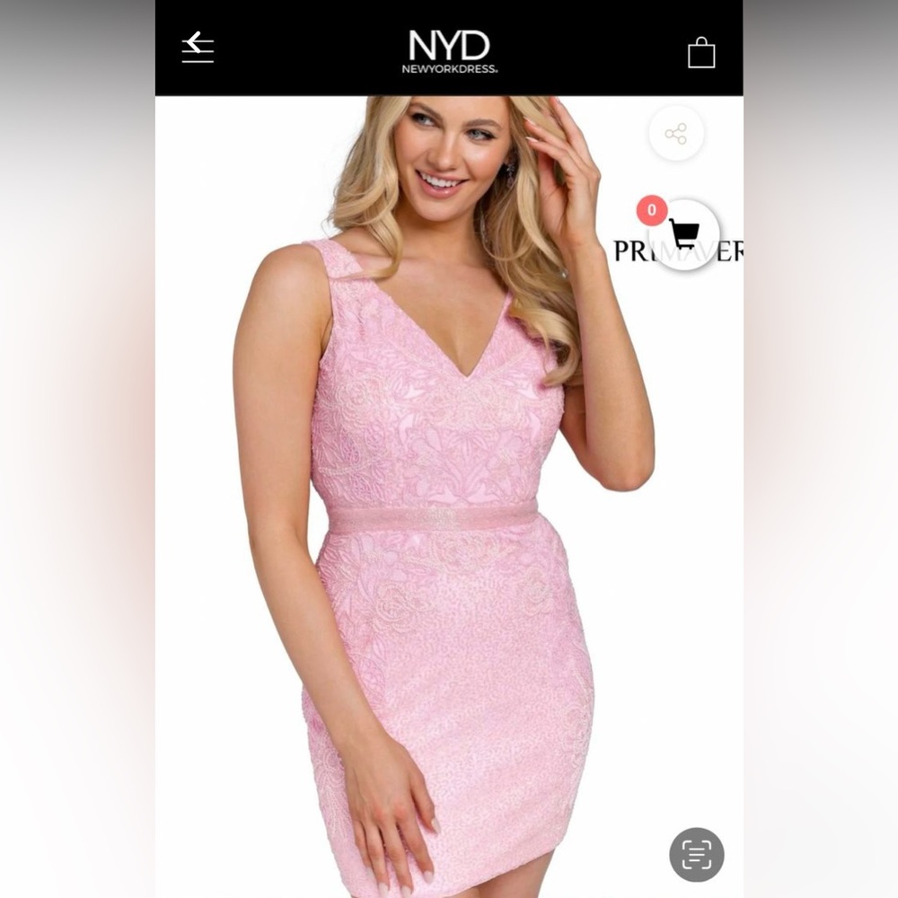 Beautiful PINK Primavera Beaded Homecoming/Cocktail Dress worn once Size 10